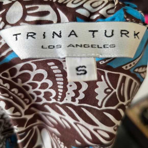 Trina Turk Silk Blend Paisley Halter Tank Top Blue Brown‎ White Size S Boho chic - Picture 4 of 8